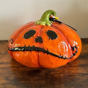 Blue Sky Clayworks Hand Crafted Hand Painted Stitched Pumpkin